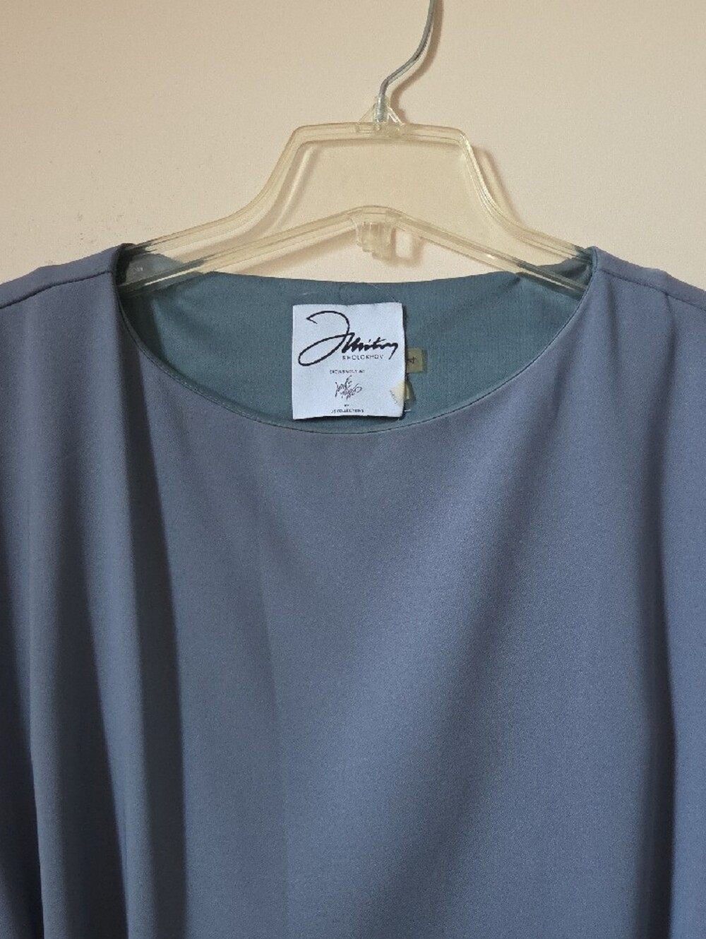 Blue Midi Dress with Black Waist Tie - Picture 2 of 7